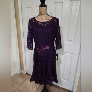 Jessica Howard New Deep Purple Lace 2 Piece Dress